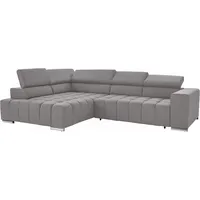 exxpo - sofa fashion Ecksofa EXXPO - SOFA FASHION "Elias, aktuelle Kreuzsteppung im Sitz, bequem, Breite 307cm, L-Form", silber, B:307cm H:94cm T:201cm, Struktur ( 100% Polyester), Sofas, Ecksofa, mit Kopf- bzw. Rückenverstellung, wahlweise mit Bettfunktion