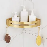 Eckregal für Dusche, Gold, an der Wand befestigtes Badezimmerregal, Bad-Duschregal aus gebürstetem Aluminium, Bad-Shampoo-Halter, Eckregal, Badezimmerregal, Aufbewahrung (Color : Single Triangle)