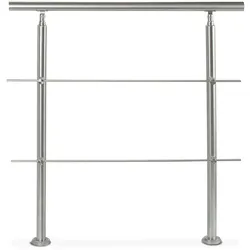 Relaxdays Treppengeländer Edelstahl Set, für Innen und Außen, Handlauf,1,0 m lang, 2 Pfosten, 2 Querstreben, silber