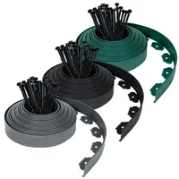 NAIZY Flexible Rasenkante Kunststoff 10m Beeteinfassungen aus PP-Kunststoff Gartenumrandung mit 30 Befestigungsnägel Beetumrandungen 5cm höhe für Garten, Schwarz