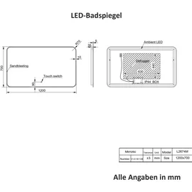 SoGood doporro Design LED-Spiegel Wandspiegel Beschlagfrei 5 mm Glas durch Antifog-Schicht LED-Spiegel-03