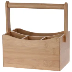 Besteckhalter Serviettenhalter aus Bambus - für Gabel Messer Löffel Servietten Ordnung auf dem Tisch - mit Tragegriff - 22x14x23,5cm