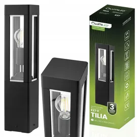 Lumiled Außenleuchte Pollerleuchte Außenstehleuchte Stehlampe Wegeleuchte Wegelampe 50 cm IP44 Schwarz rechteckig Aluminium E27 max 13W