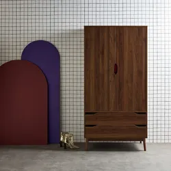Kleiderschrank im Vintage-Stil mit Holzdekor, 2 Türen Nussbaumfarben - sweeek