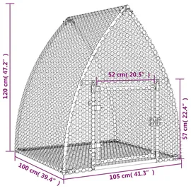 vidaXL Freigehege 100 x 105 x 120 cm silber
