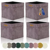 Lycce Kallax Boxen Cordstoff 4er Set | faltbare Aufbewahrungsboxen