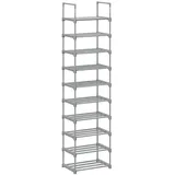 BOXXX Schuhregal Songmics, Grau, Metall, Kunststoff, 45x174x30 cm, erweiterbar, Typenauswahl, stehend, Garderobe, Schuhaufbewahrung, Schuhregale