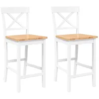 VidaXL Barhocker 2 Stk. Weiß Massivholz Gummibaum