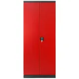ADB Mehrzweckschrank Stahlschrank XL-T mit 4 Fachböden (BxHxT) 780 x 1920 x 580 mm grau|rot