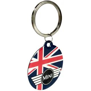 Nostalgic Art Nostalgic-Art Retro Schlüsselanhänger, Ø 4 cm, Mini – Union Jack – Geschenk-Idee für Mini Cooper Fans, Original Lizenzprodukt (OLP), aus Metall, Vintage Design