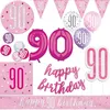 90. Geburtstag Deko pink silber Party Dekoration Set Geburtstagsdeko Jubiläum