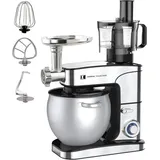 Kitchen Pro + Küchenmaschine 4 in1 Küchenmaschine 10L Schüssel Knetmaschine, 2500,00 W, 10,00 l Schüssel silberfarben