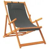 vidaXL Strandstühle 2 Stk. Klappbar Grau Stoff