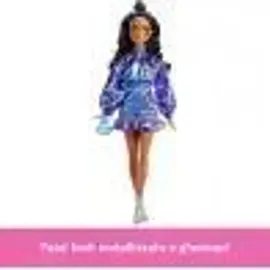 Barbie Deluxe Style-Modepuppe #7 in blauem Metallic-Top und Rock mit Accessoires, brünett