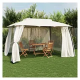 vidaXL Pavillon mit Doppeldach & Netzwänden Creme 3,93x2,93 m Stahl