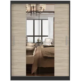 fabryka mebli idczak Schwebetürenschrank VISTA 01 150 x 200 x 61 cm Schwarz/Sonoma