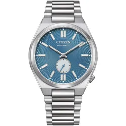 Automatikuhr CITIZEN Armbanduhren silberfarben (silberfarben-blau) Damen Armbanduhr, Herrenuhr, Damenuhr, dezentrale Sekunde, Edelstahlarmband