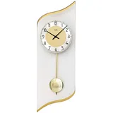 AMS 7437 Wanduhr Quarz mit Pendel Golden Pendeluhr mit Aluminium und Glas