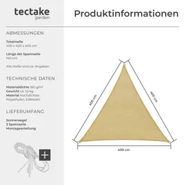 Tectake Sonnensegel, beige