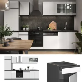 Vicco Küchenzeile R-Line J-Shape 300 cm Weiß/Anthrazit