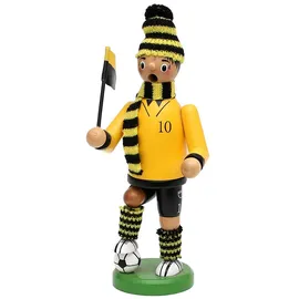 Dekohelden24 Räuchermann als Fussballer mit schwarz/gelbem Outfit, ca. 20 cm