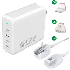 4smarts Ladegerät GaN Flex Pro 200W 4x USB-C Anschlüsse weiß