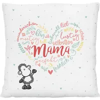 SHEEPWORLD Plüschkissen Mama Herz 25 x 25 cm Mehrfarbig