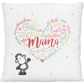 SHEEPWORLD Plüschkissen Mama Herz 25 x 25 cm Mehrfarbig