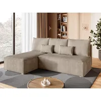 BroMARKT Ecksofa TOP SLIM Schlaffunktion Bettkasten L-Form 120x200 cm Beige - Beige