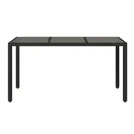 vidaXL Gartentisch mit Glasplatte Schwarz 150x90x75 cm Poly Rattan