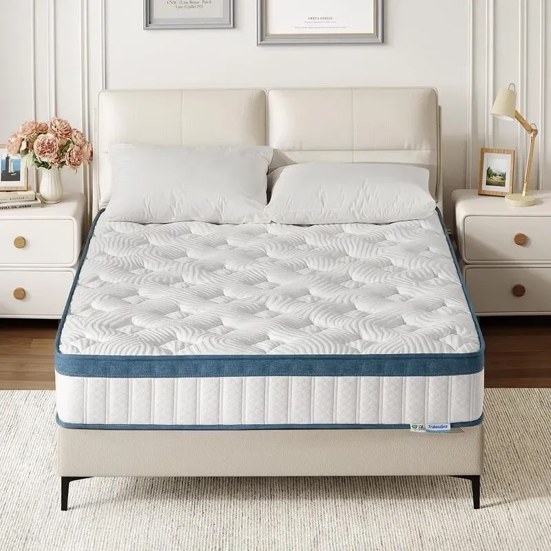 Tribesigns Hybrid-Schlafsystem, mittelfest, Doppelmatratze 140 x 200 cm, 25 cm hoch, mit zoniertem Federkern, weicher Memory-Foam-Schicht, leisem Komfort und hautfreundlichem Tencel-Bezug