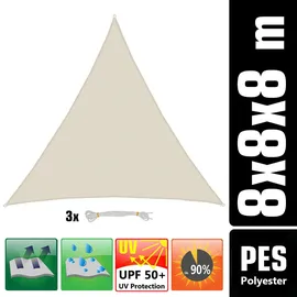 AMANKA 8x8x8 Sonnensegel Dreieckig Wasserdicht - Sonnensegel Dreieck Terrasse Garten