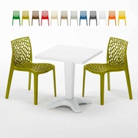 Weiß Quadratisch Tisch und 2 Stühle Farbiges Polypropylen-Innenmastenset Grand Soleil Gruvyer Patio