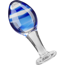 Analdildo in Tropfenform, 10,5 cm, blau | transparent