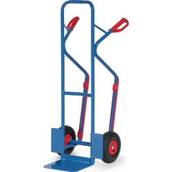 Stapelkarre Höhe 1300 mm Schaufel-L250xB320mm Luft-Bereifung Tragfähigkeit 300 kg brillantblau, RAL 5007 FETRA