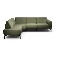 Sensoo Ecksofa Cosy, Waldgrün, Textil, 5-Sitzer, Ottomane links, L-Form, 256x193 cm, Stoffauswahl, Armteil links, rechts, Wohnzimmer, Sofas & Couches, Wohnlandschaften, Ecksofas