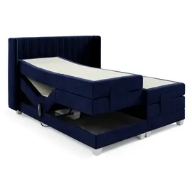 Fun Möbel Boxspringbett Elektrisch Bett MAGNUS 200x200cm in Stoff Salvador Dunkelblau - Blau