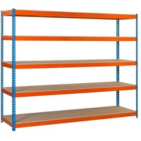 Simonrack Ecoforte Metall-Schwerlastregal  (H x B x T: 200 x 180 x 60 cm, Traglast: 400 kg/Boden, Anzahl Böden: 5 Stk., Stecken, Blau/Orange)