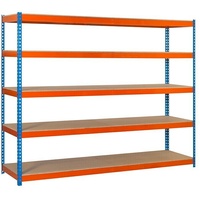 Simonrack Ecoforte Schwerlastregal  (H x B x T: 200 x 180 x 60 cm, Anzahl Böden: 5 Stk., Stecken, Blau/Orange)