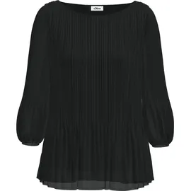 S.Oliver BLACK LABEL Klassische Bluse mit Plisseefalten schwarz 38