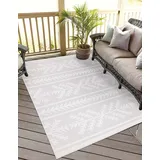 carpet city In-& Outdoor Teppich - 160x230 cm - für Innen-& Außenbereich - Wetterfest Balkon-Teppich, Terrasse, Flur, Küche - Wohnzimmer-Teppiche - Hochtief/ 3D-Effekt - Ethno-Optik in Creme