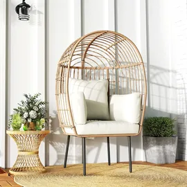 Outsunny Rattansessel Ei-Förmig 95 x 95 x 155 cm beige 1 St.