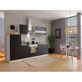 Respekta Küchenzeile Malia E-Geräte 270 cm mit Glaskeramikkochfeld schwarz/weiß