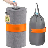 Lifewit Müllsackständer Kreis Pfandflaschen Sammelbehälter mit Deckel, Pfandflaschen behälter grau 80 l