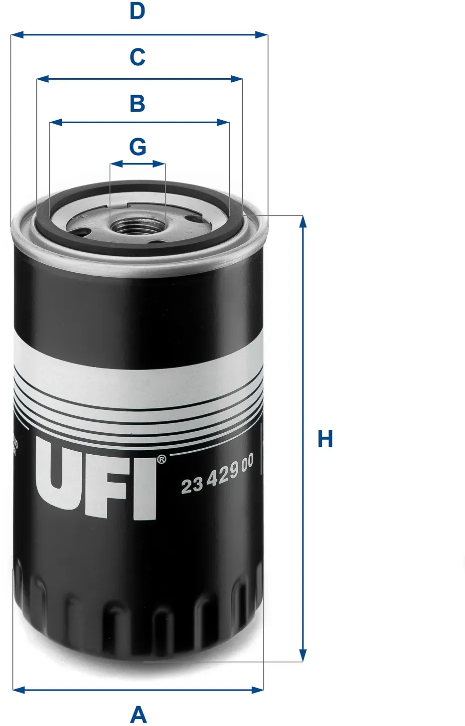 UFI Ölfilter 2342900 Anschraubfilter 139mm Gewindemaß3/4-16 UNF für Ford Citroën VAG