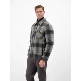 Lerros Karierte Outdoor-Hemdjacke in Woll-Optik platinum grau M