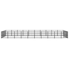 vidaXL Outdoor-Hundezwinger 9,7 m x 3,88 m x 1 m Stahl Schwarz