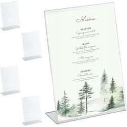 Relaxdays Tischaufsteller 5er Set, DIN A4 Aufsteller, Thekenaufsteller Menükarten, Werbung, Hochzeit, Acryl, transparent