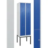 C+P Z-Spind Classic PLUS, Gestell, 4 Abteile, HxBxT 212x60x50cm, Zylinderschloss, Hellgrau/Enzianblau von PROREGAL