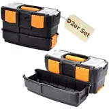 GarPet 2er Set Werkzeugkoffer leer 2in1 schwarz